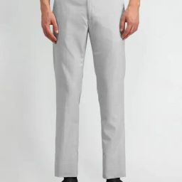 Arrow Grey Slim Fit Texture Trousers-image-59