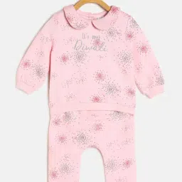 MINIKLUB Kids Light Pink Printed Full Sleeves T-Shirt with Pants-image-42
