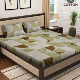 Klotthe Green 400 TC Cotton Double Bedsheet with 2 Pillow Covers-image-19