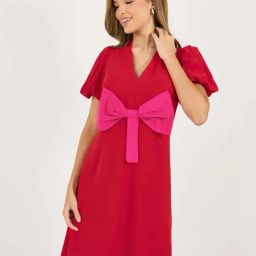 Styli Red Plain A-Line Dress-image-35