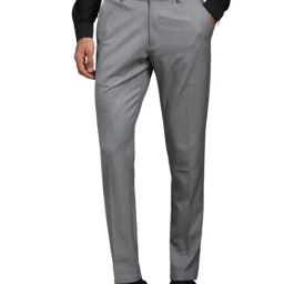 Louis Philippe Grey Slim Fit Texture Trousers-image-34