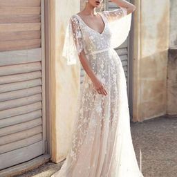bebe Women Flared Sleeve A-Line Maxi Dress-image-12