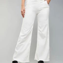 DOLCE CRUDO White Denim Regular Fit High Rise Jeans-image-44