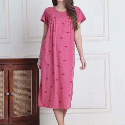 Secret Wish Pink Regular Fit Printed Nighty-picture-2