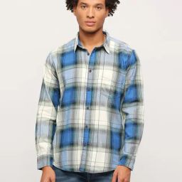 Pepe Jeans Blue Regular Fit Check Cotton Shirt-image-86