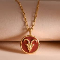 Voylla Gold Zodiac Capricorn And Evil Eye Reversible Pendant-picture-28