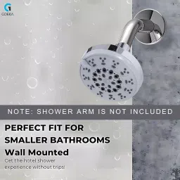 Goeka 4 Inch (10.16 cm) Round ABS Overhead Hand Shower Without ARM Regal 5 Function Mode Silver Color for Bathrooms image 2