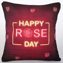 FNP Red Canvas Poly Duck Happy Rose Day Led Cushion image 2