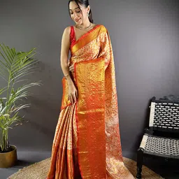 NIWAA Woven Design Zari Tissue Kanjeevaram Saree-picture-1