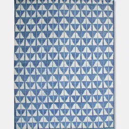 Fabindia Blue & White Printed Rectangular Medium Dhurrie-9