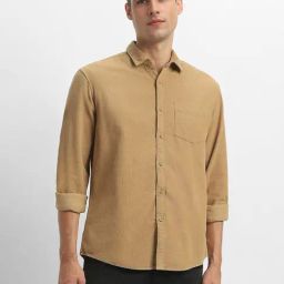 Forever 21 Brown Cotton Regular Fit Texture Shirt-picture-1