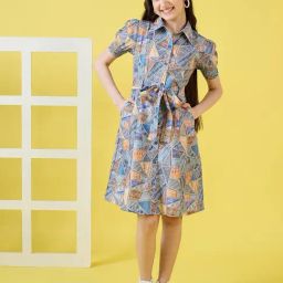 StyloBug Girls Multi Marble Print Dress-image-37