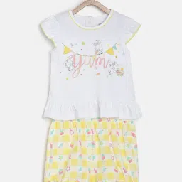 MINIKLUB Kids White & Yellow Printed Top with Shorts-image-66