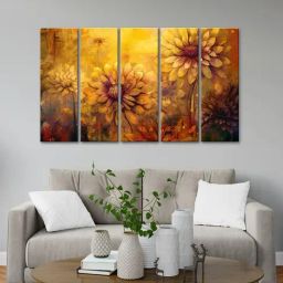 999Store Printed Brown MDF 5 Panels Wall Art-14