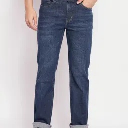 Camla Blue Cotton Straight Fit Faded Jeans-picture-47