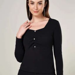 Annabelle by Pantaloons Jet Black Plain Top-image-66