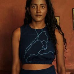 Okhai Journey Navy Pure Cotton Hand Embroidered Crop Top-image-41