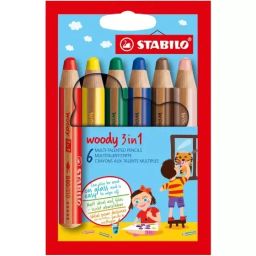 Stabilo Multi-functional Colored 3 in 1 WOODY ARTY Pencil Set for Artists, Students, Hobbyists, 2522386 (Set of 6)-22