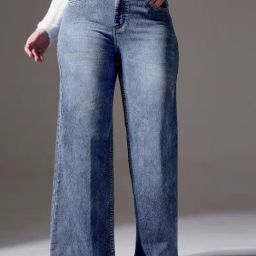 Miss Chase A+ Blue Denim Relaxed Fit Jeans-image-43