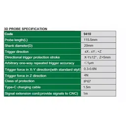 Insize Trigger-Type 3D Probe Length 115.5 mm with Audible and Visual Alarm, 9410 image 3