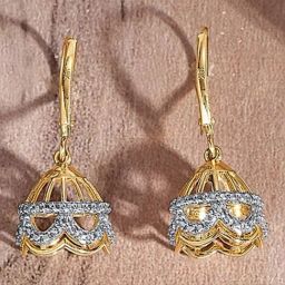 P.N.Gadgil Jewellers 14KT Yellow Gold and Diamond Jhumki Earring for Women-image-18