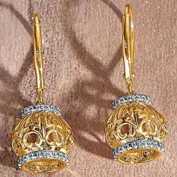 P.N.Gadgil Jewellers 14KT Yellow Gold and Diamond Jhumki Earring for Women-image-19