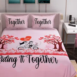 BELVOSTUM Pink & Black 250 TC King Bedsheet with 2 Pillow Covers-picture-15