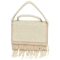 NR by Nidhi Rathi Beige Fabric Clutch-image-84