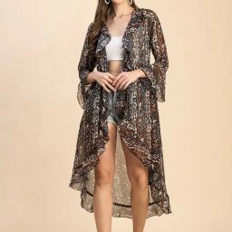 Moomaya Beige & Black Printed Shrug-41