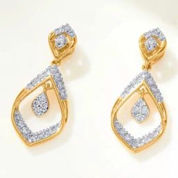 P.N.Gadgil Jewellers 14KT Yellow Gold and Diamond Drop Earring for Women-image-55