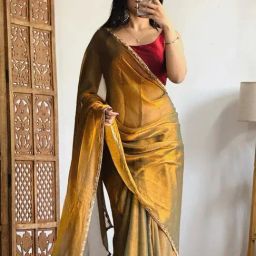 Saree Mall Bronze Silk Embellished Saree with Blouse Piece-picture-30