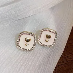 Krelin Gold-Plated Crystals Studded Square Shaped Studs-56