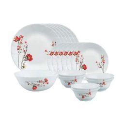 Borosil Fluted Series Chrys White Opalware Dinner Set - 19 Pieces-28