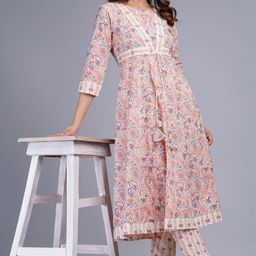 Moda Rapido Women Ethnic Motifs Printed Regular Pure Cotton Kurta with Trousers-picture-10
