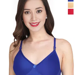 Liigne Pack Of 3 Solid Full Coverage Regular T-shirt Bra-image-72
