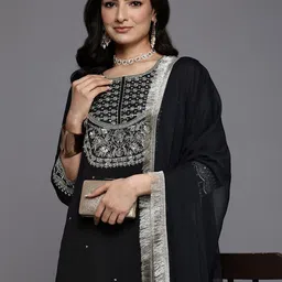 KSUT Black Silk Georgette Kurta Sets-picture-47