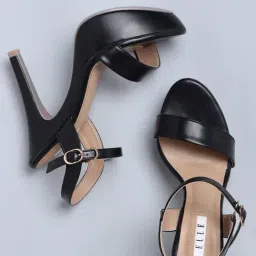 Elle Women's Black Ankle Strap Stilettos-image-31
