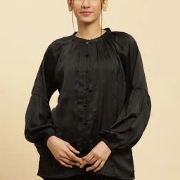 W Black Embellished Straight Kurti-image-31