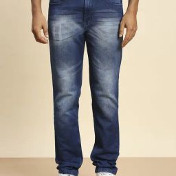 HJ HASASI Cool Blue Cotton Slim Fit Jeans-image-80