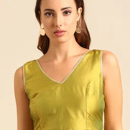 De Moza Solid V-Neck Sleeveless Saree Blouse-picture-10