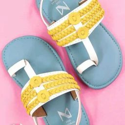 Madras Trunk Kids Blue & White Toe Ring Sandals-image-74