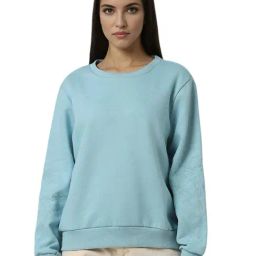 Van Heusen Blue Blended Regular Fit Sweatshirts-image-91