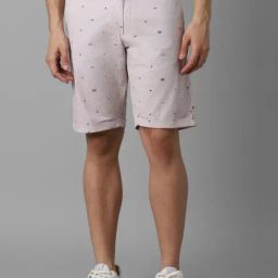 Louis Philippe Beige Cotton Slim Fit Striped Shorts-image-127