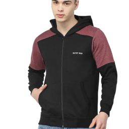Kalt Black & Maroon Regular Fit Hooded Sweatshirt-picture-16