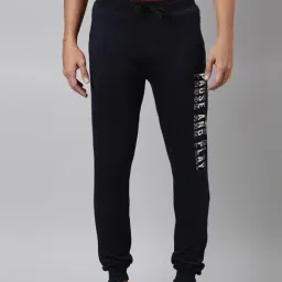 Dixcy Scott Maximus Blue Cotton Regular Fit Printed Sports Joggers-image-92