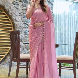 Saree Mall Pink Embellished Sarees With Unstitched Blouse-picture-9
