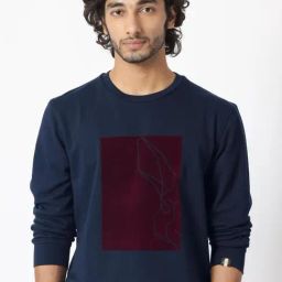 Rare Rabbit Navy Regular Fit Graphic Sweatshirt-33