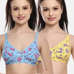 FIMS: Fashion is my Style Blue & Yellow Floral Print Everyday Bras - Pack Of 2-image-72