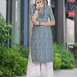 Moda Rapido Selection Of 4 Chevron Printed Round Neck Straight Kurta-picture-18