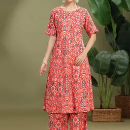 COTTON CULTURE Women Ethnic Motifs Printed Regular Pure Cotton Kurta with Palazzos-picture-22